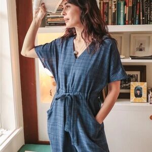 Chic Blue Plaid Dress with Tie Waist